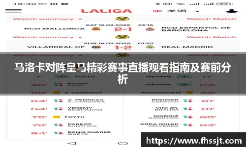 马洛卡对阵皇马精彩赛事直播观看指南及赛前分析